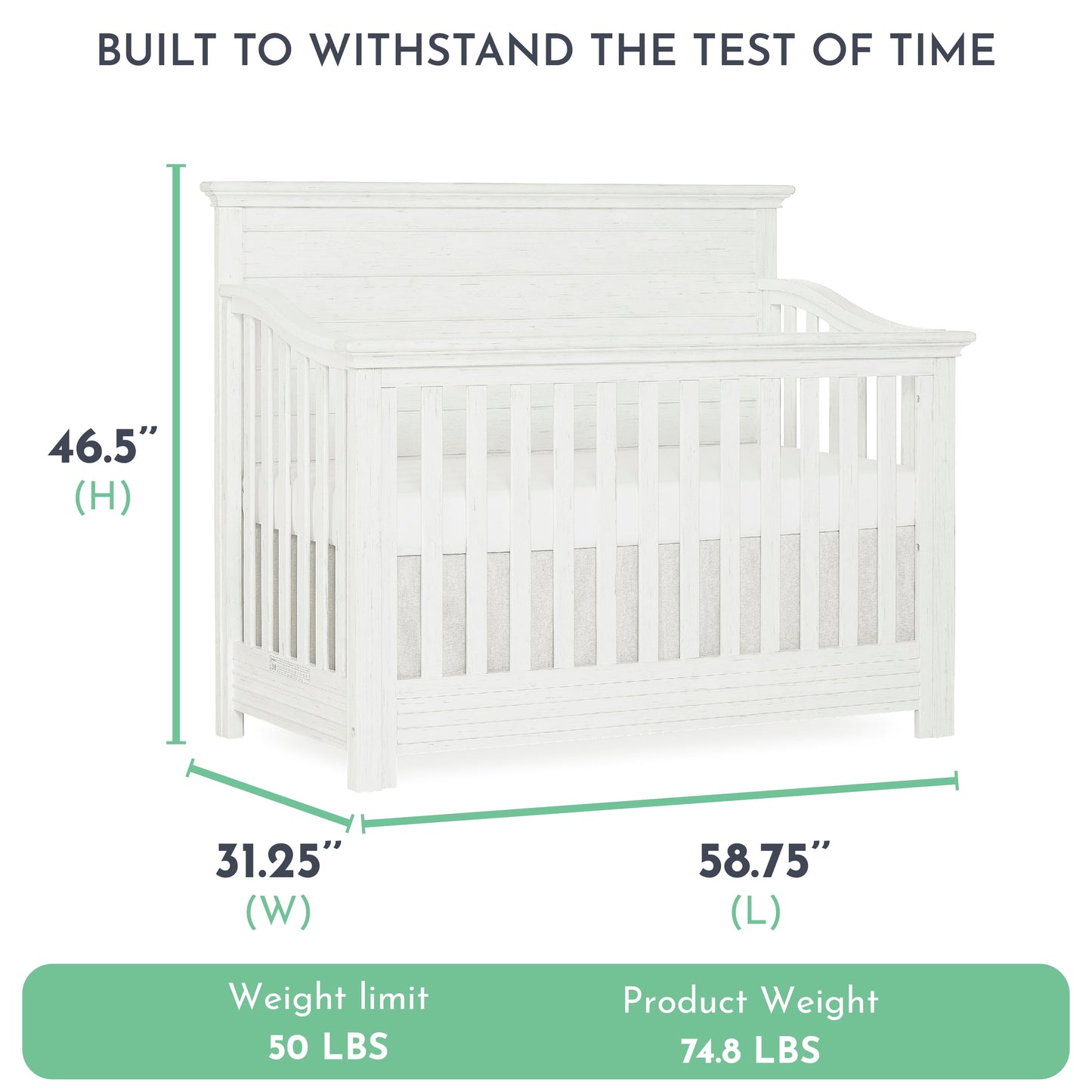 Waverly 5-In-1 Full Panel Convertible Crib, Weathered White