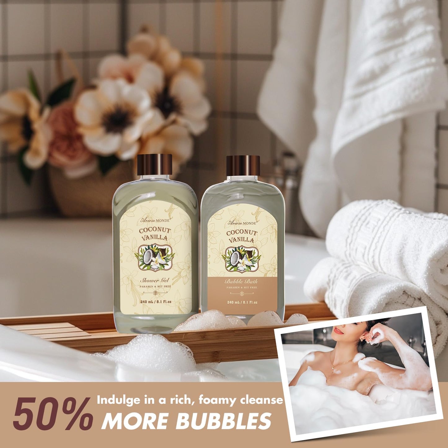 Spa Gift Baskets for Women - Coconut Vanilla Bath Gift Set for Women, Luxury Relaxing Spa Kit with Bath Bombs, Body Lotion and Body Scrub, Birthday Gifts for Women, Christmas Spa Gifts for Women