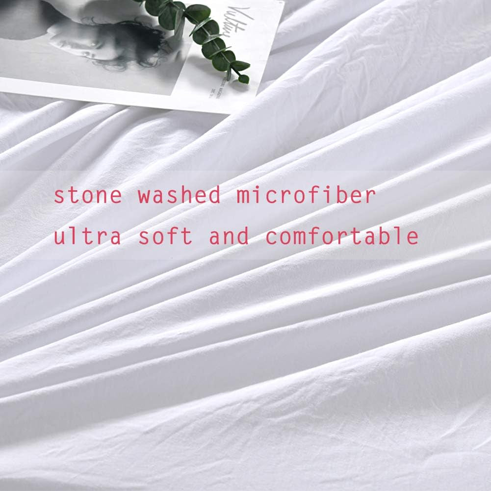White Ruffled Shabby Comforter Set King,Boho Chic Farmhouse Bedding down Comforter Fluffy Cozy,Ultra Soft Washed Microfiber Inner Fill Bedding All Season 3 Piece Set with Ruffle Pillow Shams