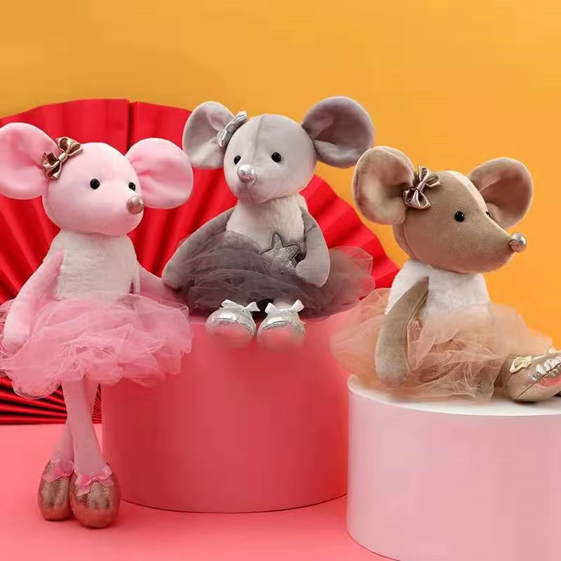 Kawaii Ballet Rabbit Plush Toy Soft Stuffed Animal Cute Long Ear Bunny Plush Doll Toys for Kids Baby Sleeping Plushie Pillow Toy