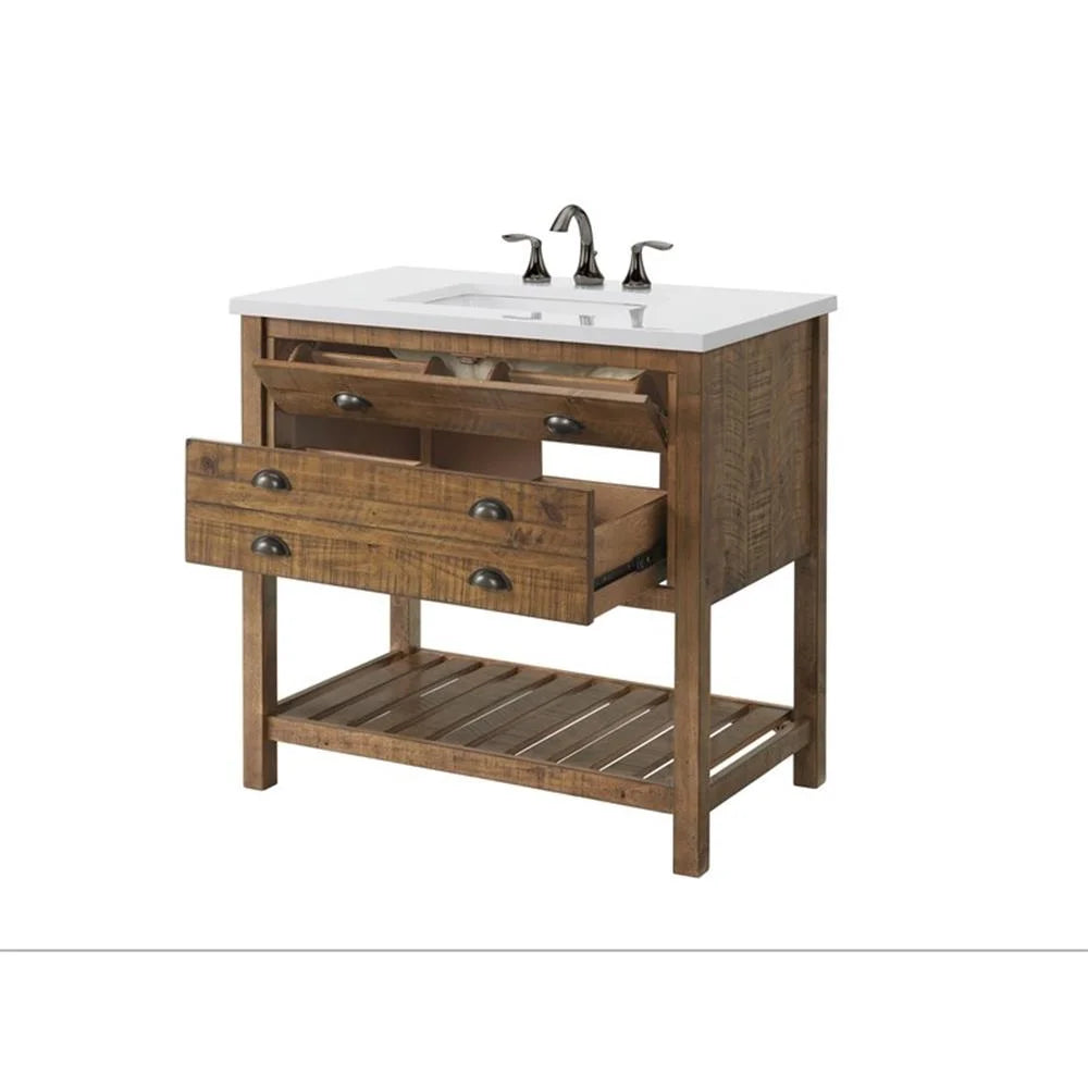 Monterey 37" Wood Single Bathroom Vanity Natural Brown