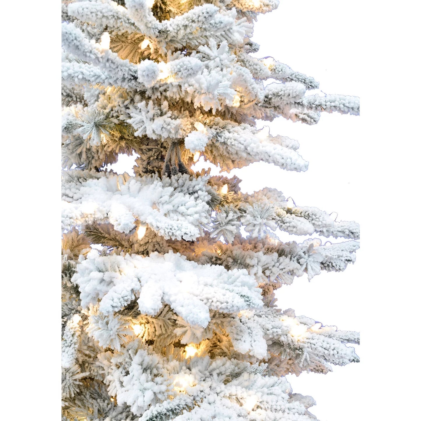 Pre-Lit Warm White 1600 LED Lights Mountain Pine Snow Flocked Artificial Christmas Tree, 12'