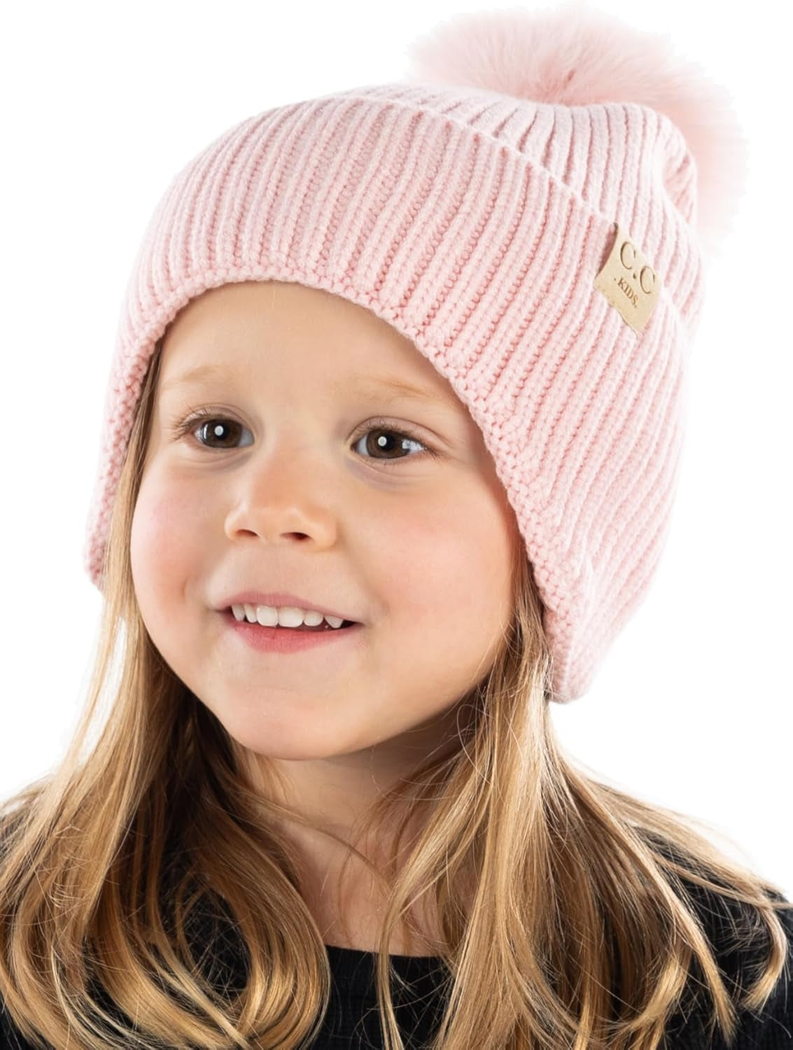 Cozy Toddler Cable Knit Pom Beanie - Warm Winter Hat for Kids