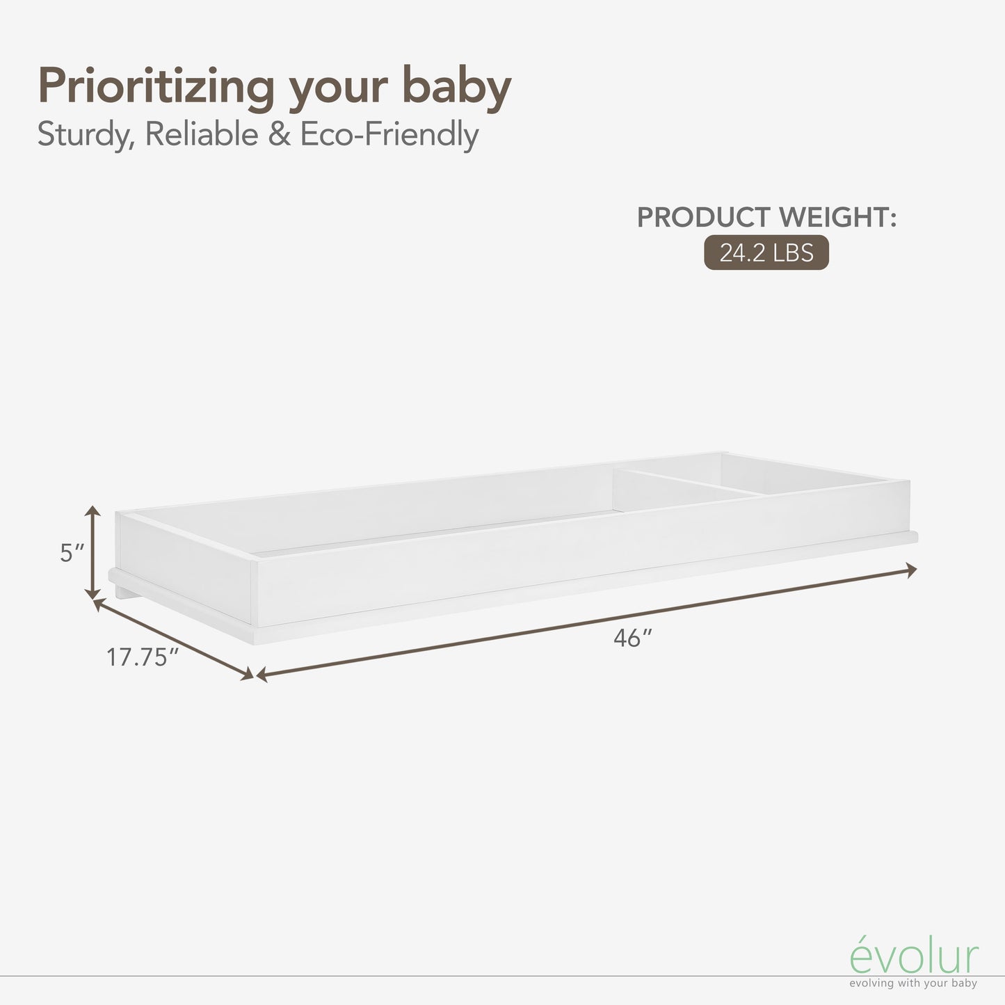 I Modern Changing Tray I Lasting Quality, Weathered White