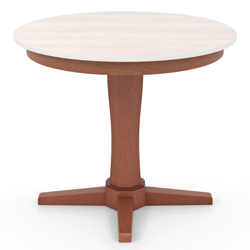 35 Inches Wooden round Dining Table with Pedestal Base