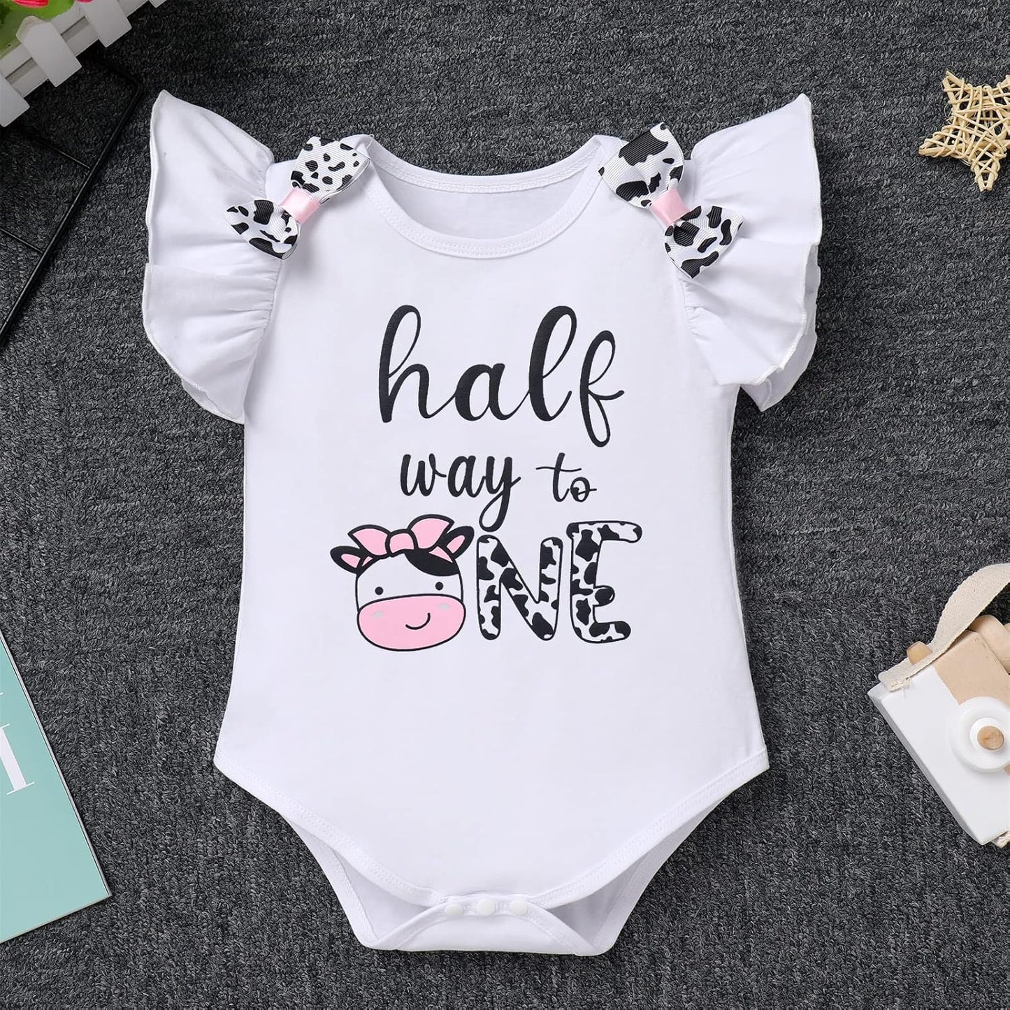 Baby Girl 1St Birthday Outfit Farm Cow Ladybug Romper Tutu Skirt Headband Christmas Bee Cake Smash Photo Shoot Clothes