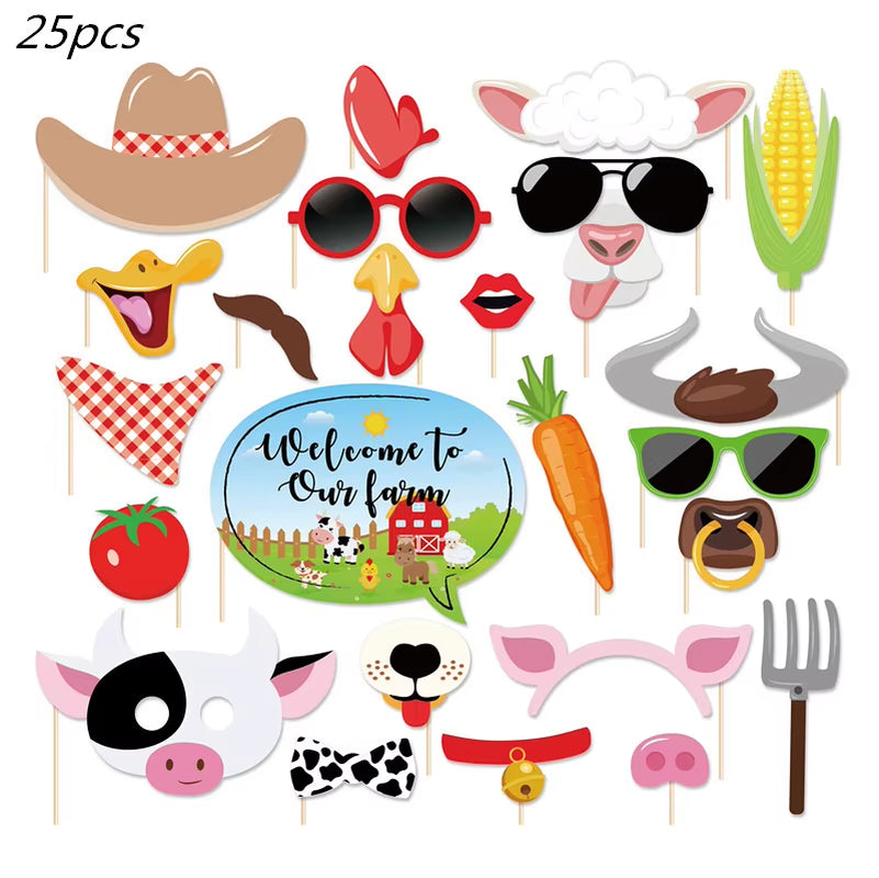 Baby Shower Farm Animals Theme Party Favors Decorations with Balloon Cartoon Disposable Tableware Sets Birthday Party Supplies
