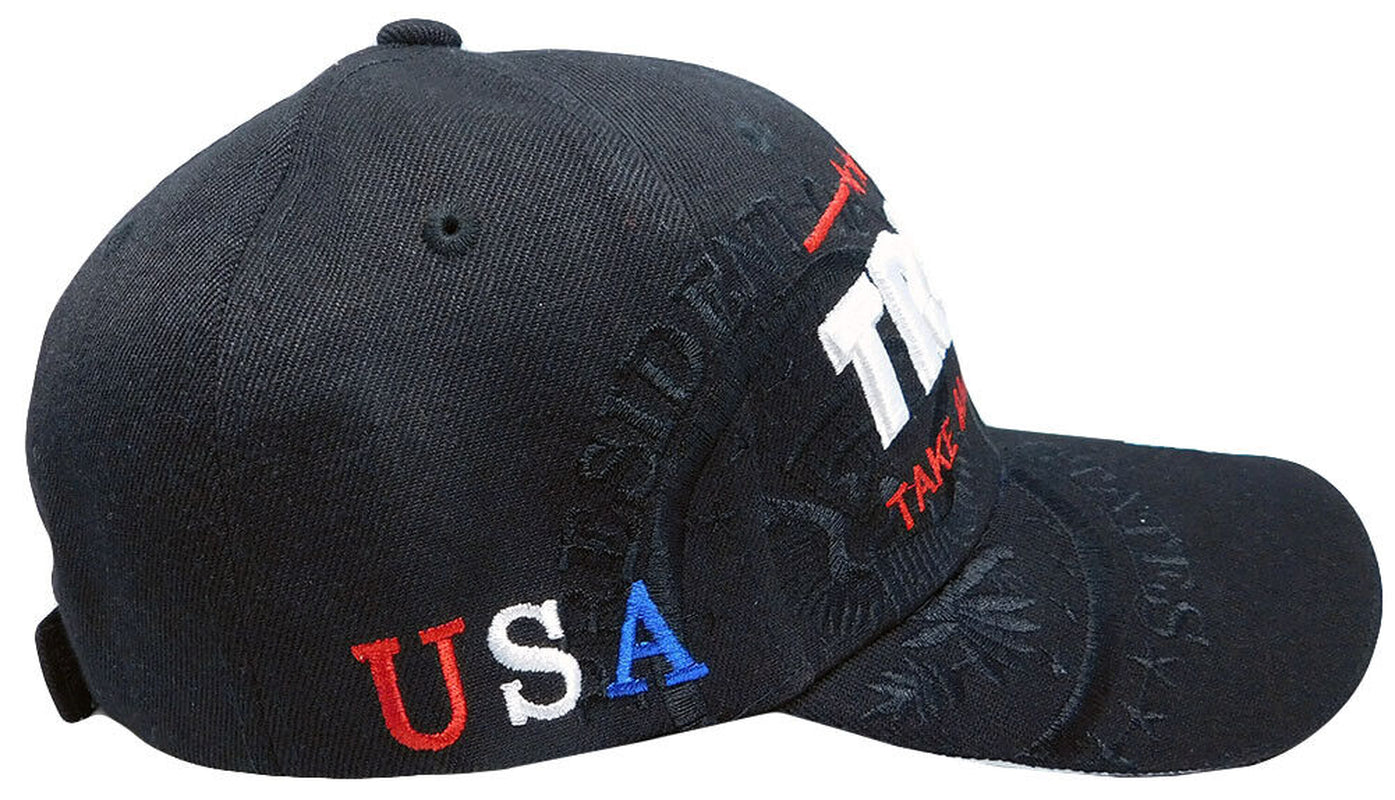 New Adjustable Trump 2024 Embroidered Hat Baseball Cap Black US