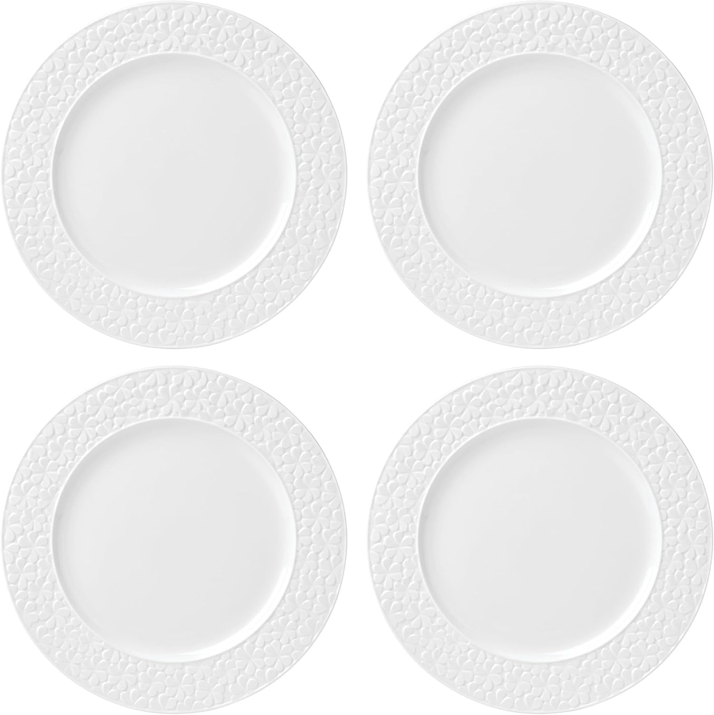 Blossom Lane 4-Piece Dinner Plate Set, 7.15 LB, White
