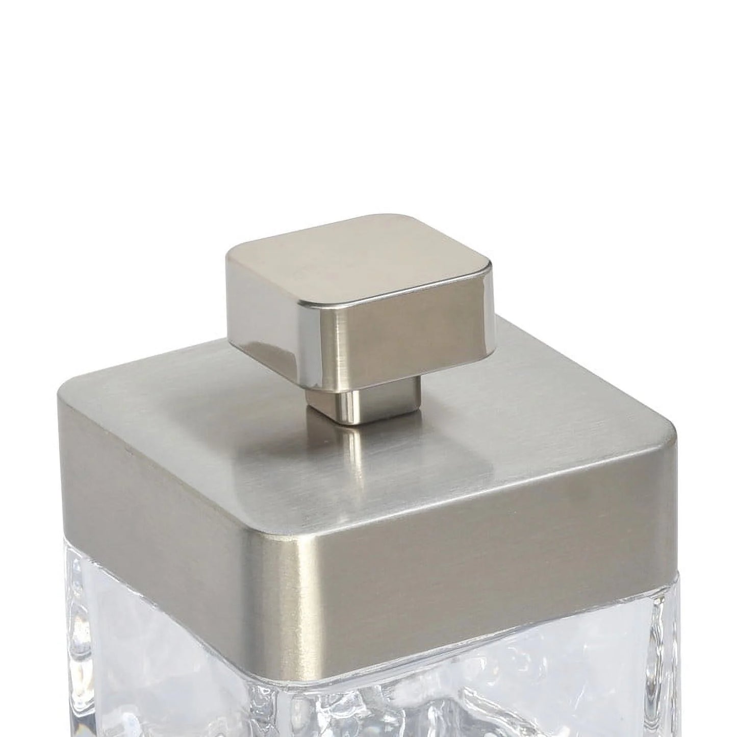 Metal and Glass Covered Jar, Clear with Silver Accent