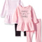 Baby Girls' Ultimate Baby Flexy Dress Set - 2 Long Sleeve Dresses with 2 Leggings