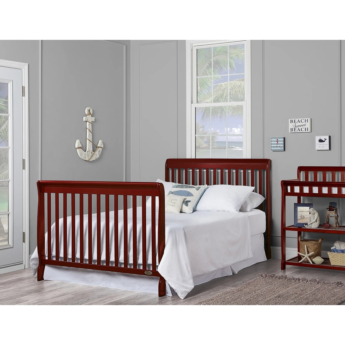 Ashton 5-In-1 Convertible Crib, Cherry, Greenguard Gold and JPMA Certified