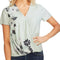 Womens Satin Floral Wrap Blouse, Green, Large