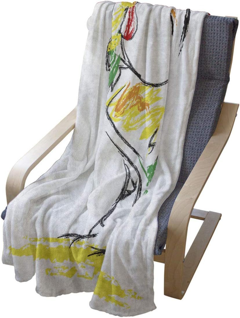 Gallus Throw Blanket, Rooster Chicken Tail Farm Animal Oil Pencil Drawing Effect Art, Flannel Fleece Accent Piece Soft Couch Cover for Adults, 50" X 70", Multicolor
