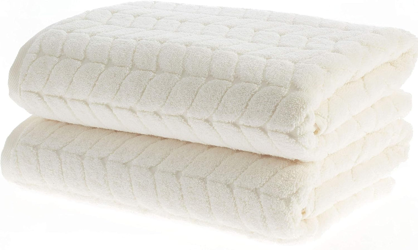 100% Turkish Cotton Jacquard Luxury Towel Set – Quick Dry Non-Gmo Ultra-Soft, Plush and Absorbent Luxury Durable Turkish Towels Set (Cream, 3 Pcs Towel Set)