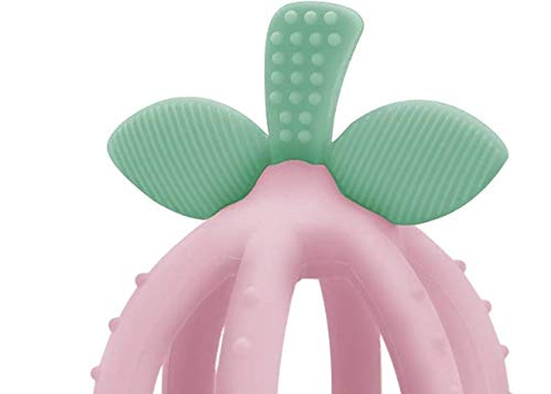Teething Ball & Training Toothbrush - Silicone, Bpa-Free Bitzy Biter Lemon-Shaped Teething Toy Features Multiple Textures to Soothe Gums & an Easy-To-Hold Design (Pink Lemonade)