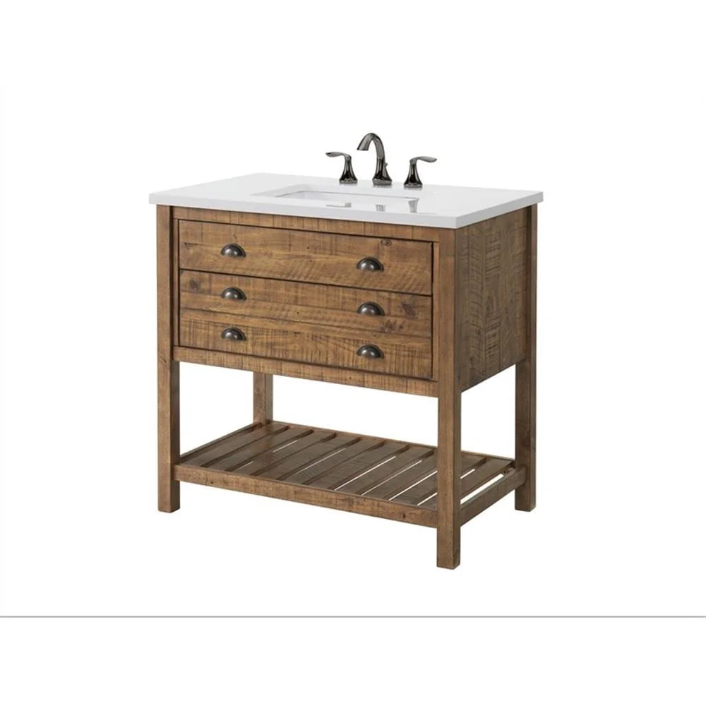 Monterey 37" Wood Single Bathroom Vanity Natural Brown