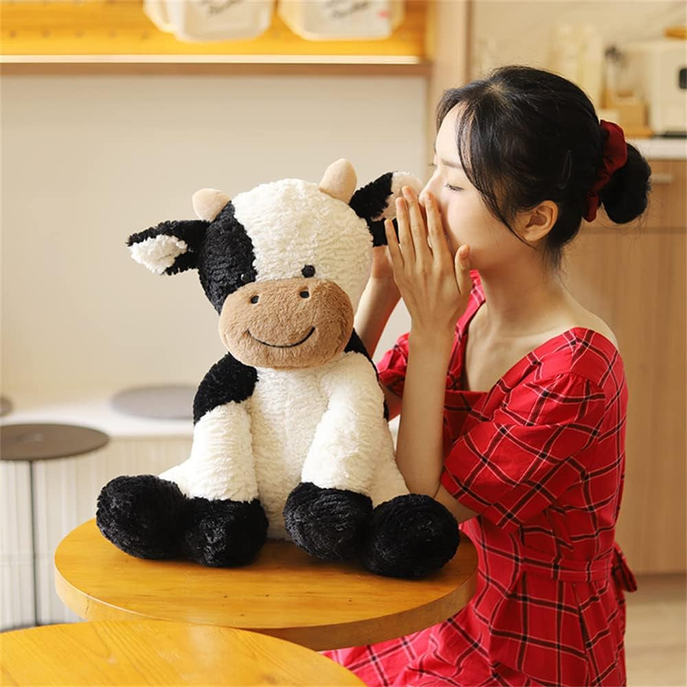 Cow Year Plush Toy Cute Cattle Stuffed Animals Cattle Soft Doll Kids Toys Birthday Gift for Children Easter, Thanksgiving, Christmas, New Year'S Gifts (Black and White, 50Cm/19Inch)