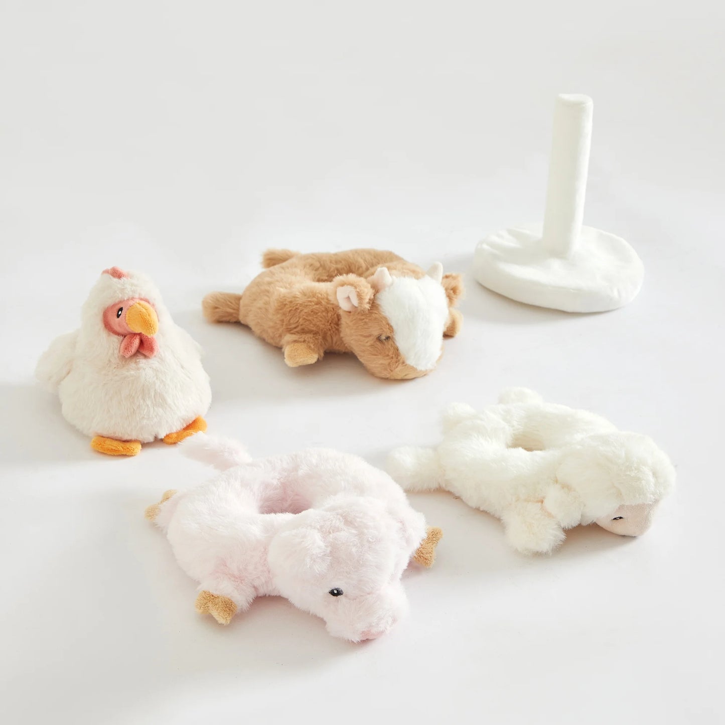 5-PC Stackable Plush Baby Farm Animals Rattle Set