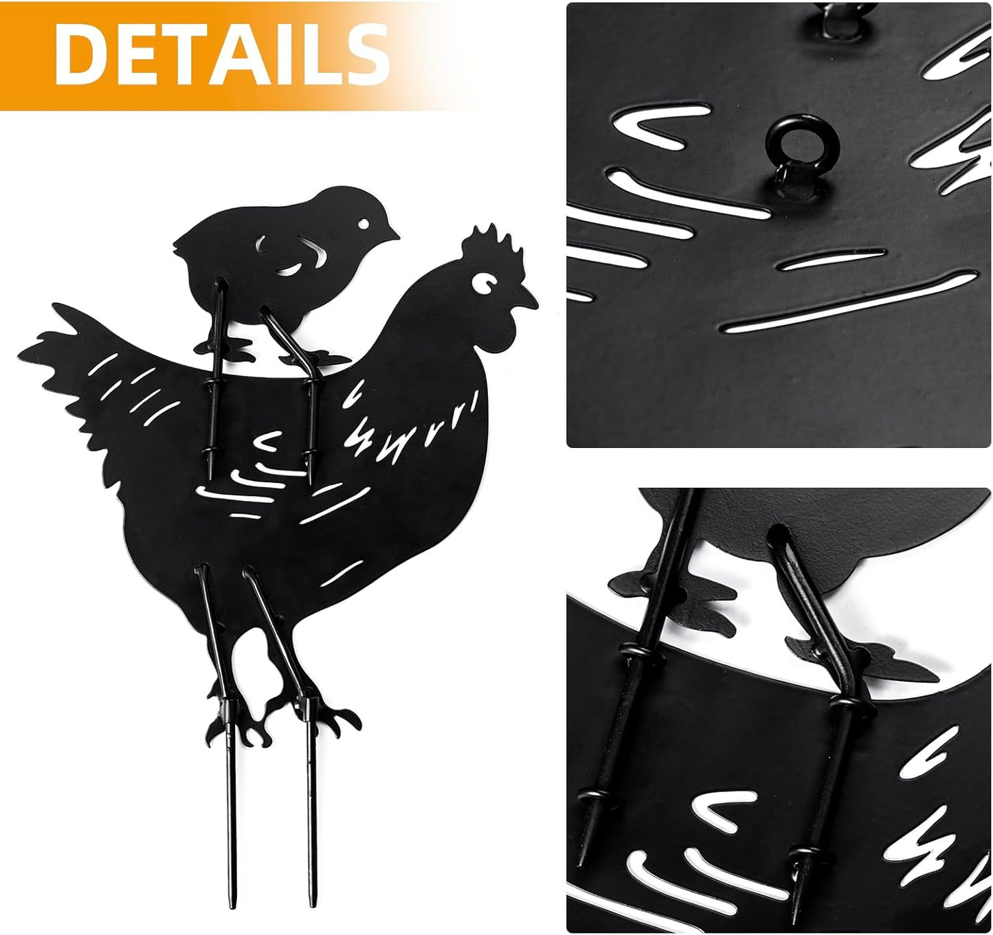 Metal Chicken Yard Decor 3 Pcs Rooster Garden Stakes,Chicken Gifts for Women/Men,Hen/Chicks Silhouette Statues for Yard Art,Backyard,Patio,Lawn Ornaments,Outdoor Decor