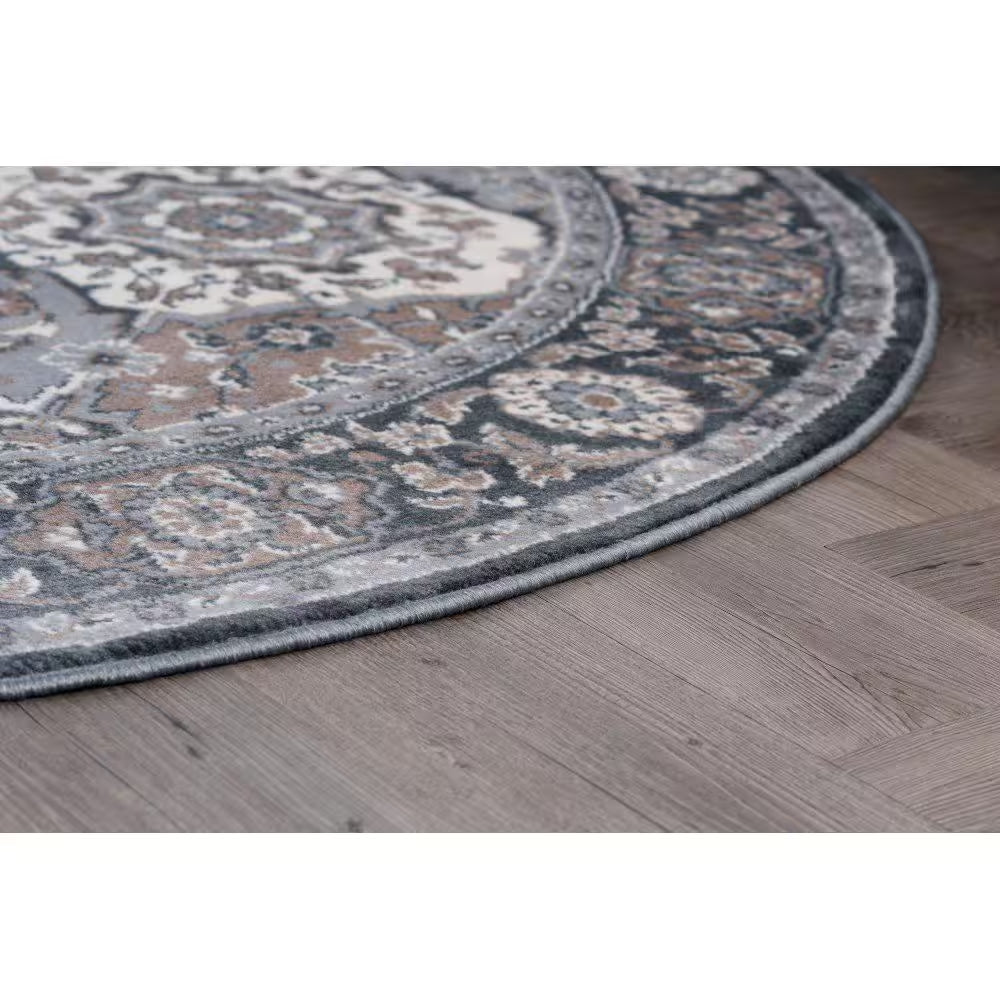 Madison Oriental Gray 8 Ft. round Indoor Area Rug