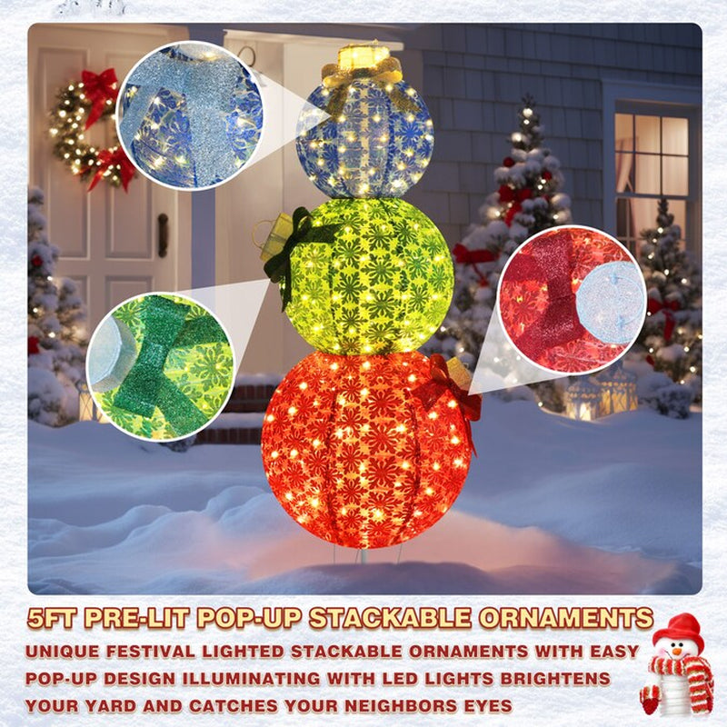 63-In Ornament Free Standing Decoration with White LED Lights