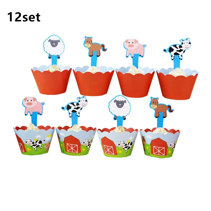 Farm Theme Green Tractor Inflatable Balloons Cake Topper Happy Birthday Party Decoration Kids Birthday Excavator Vehicle Banner