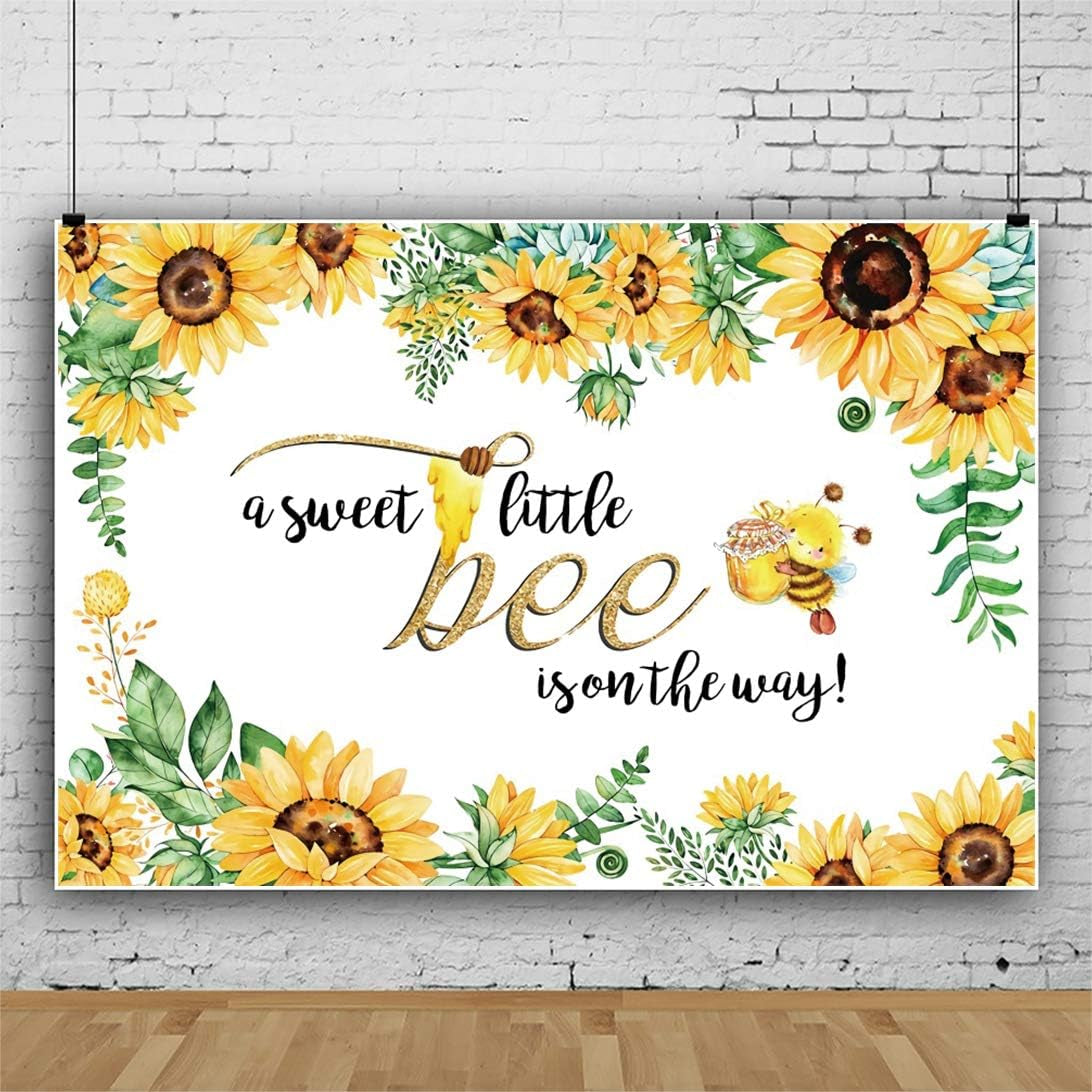 5X4Ft Honeybee Baby Shower Backdrop Sweet Honeybee Is on the Way Photography Background He or She Boy or Girl Sunflower Gender Reveal Party Backdrop Bumble Bee Gender Banner
