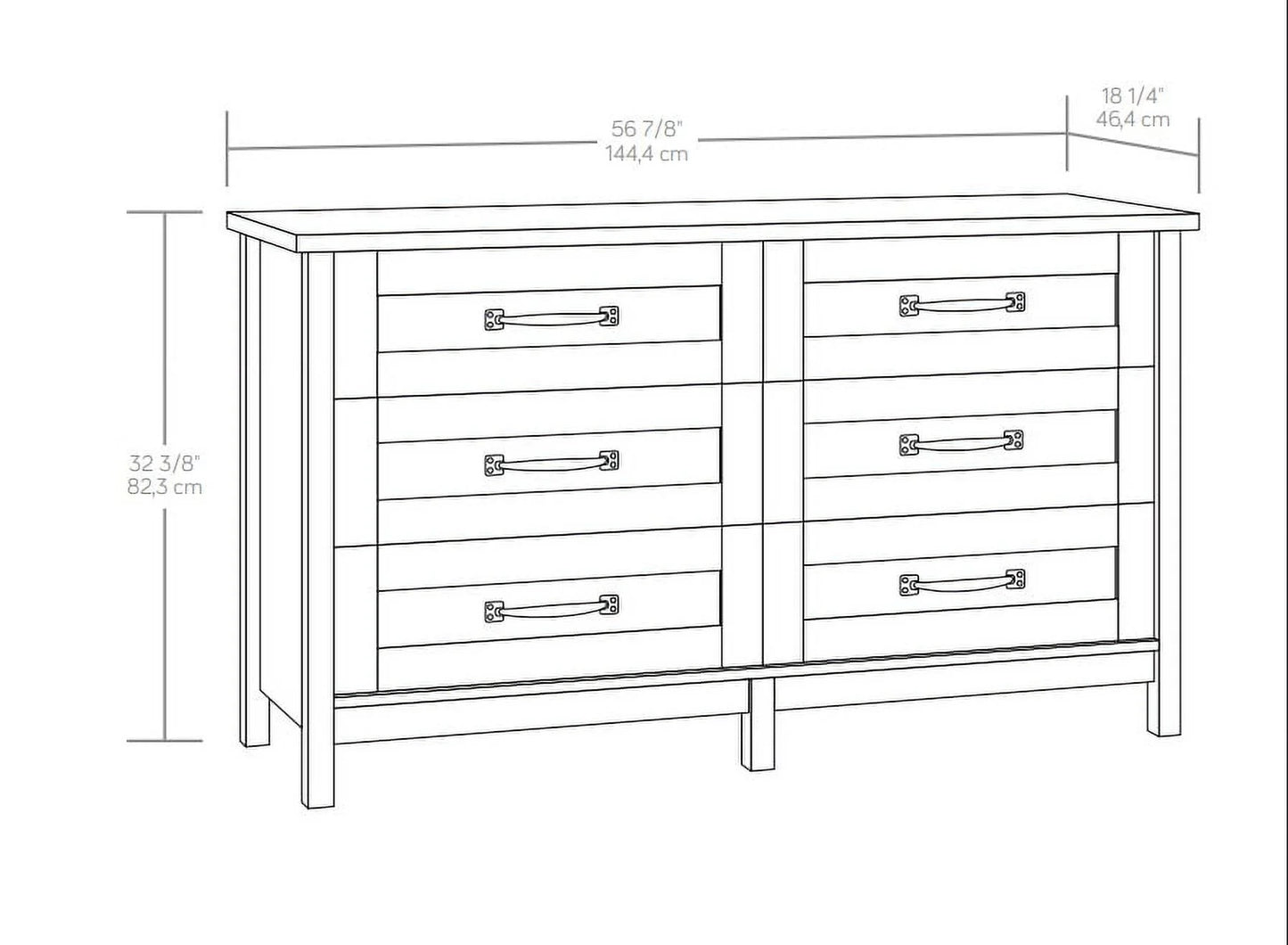 Modern Farmhouse 6-Drawer Dresser, Rustic Gray Finish