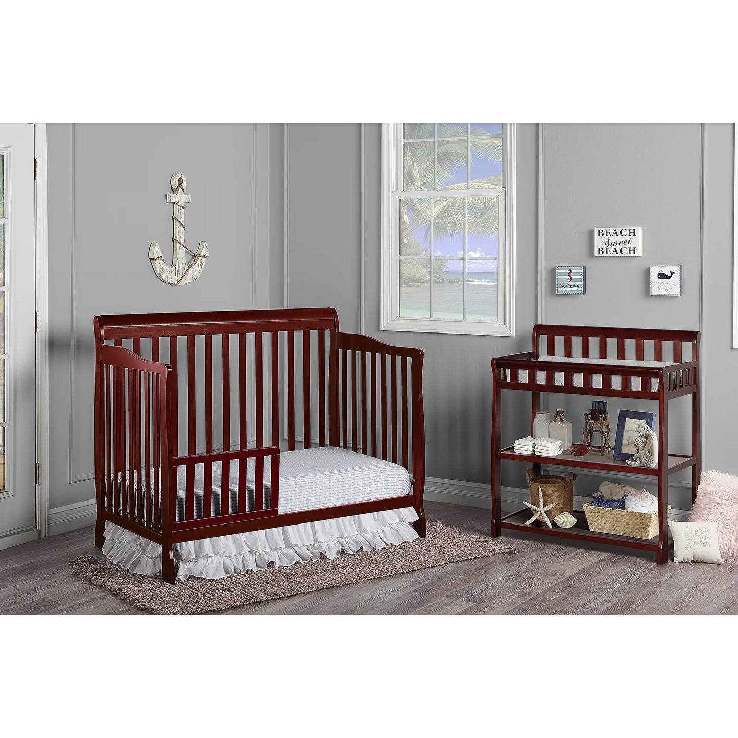 Ashton 5-In-1 Convertible Crib, Cherry, Greenguard Gold and JPMA Certified