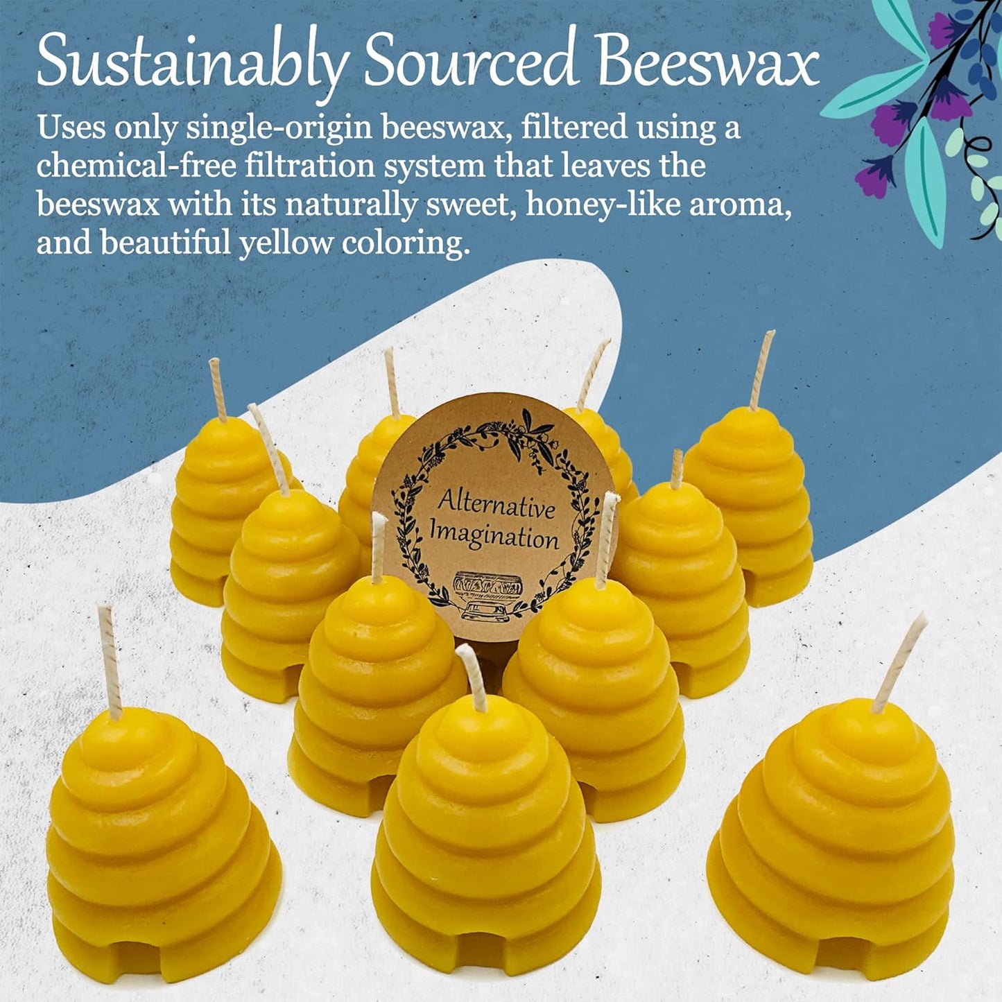 Hand Poured, 100% Pure Beeswax, Natural Beehive Candle Votives. Package of 12.