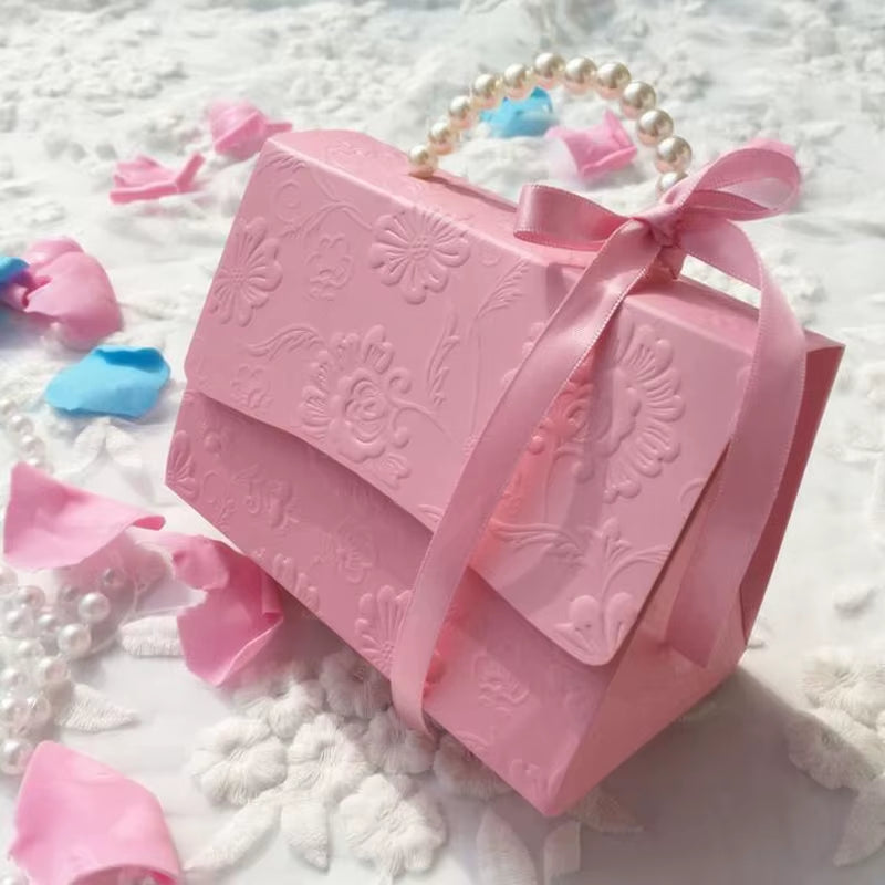 10Pcs Portable Wedding Party Favor Boxes Chocolate Treat Candy Boxes with Ribbons for Wedding Bridal Shower Baby Shower Birthday