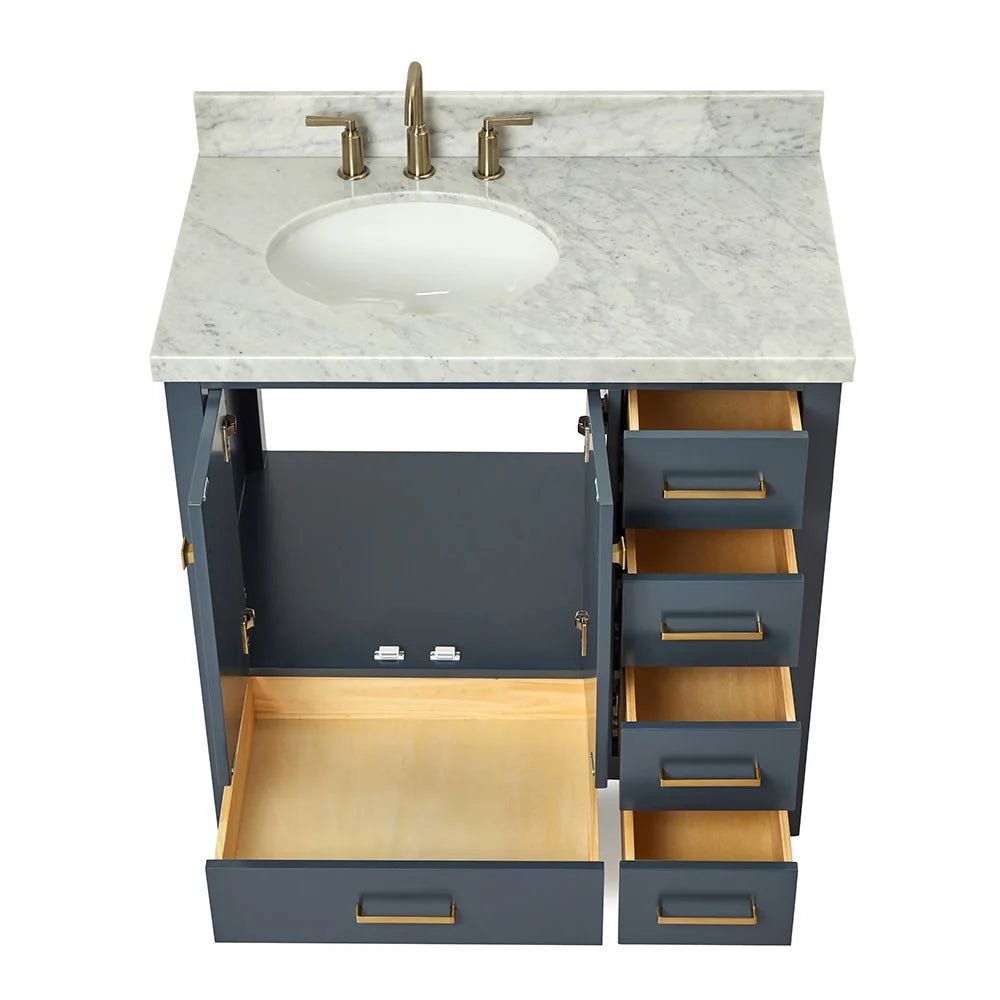 A037S-L-Vo Cambridge 37" Free Standing Single Basin Vanity Set - Brown