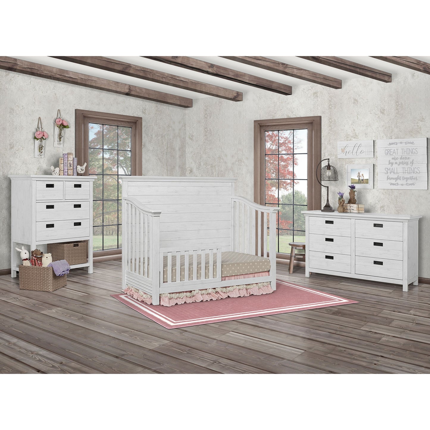 Waverly 5-In-1 Full Panel Convertible Crib, Weathered White