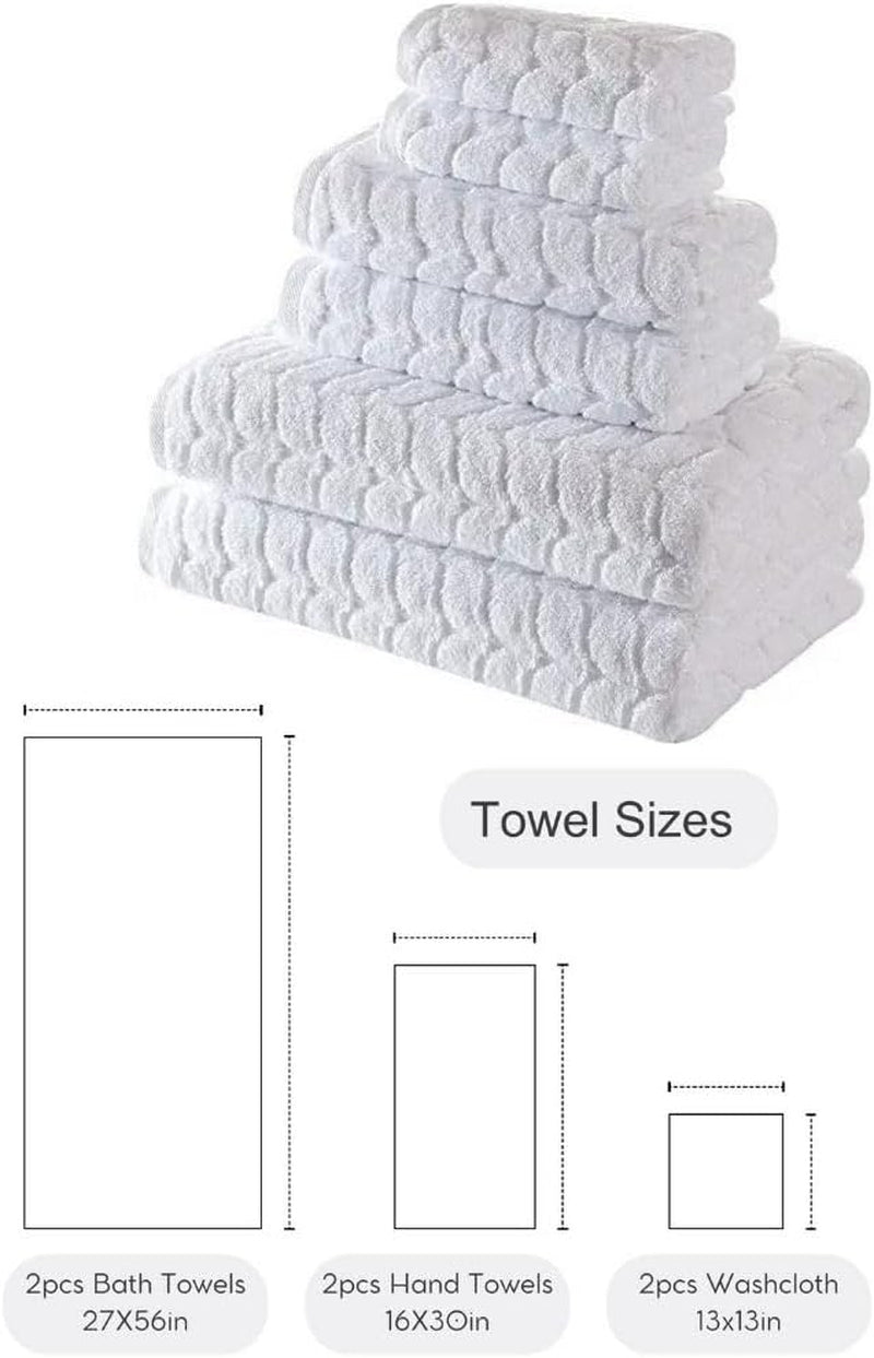 Turkish Bath Towels, Soft Plush Jacquard Luxury Bath Towels, Quick Dry Towel Set (Lavender, 6 Pcs Towel Set)