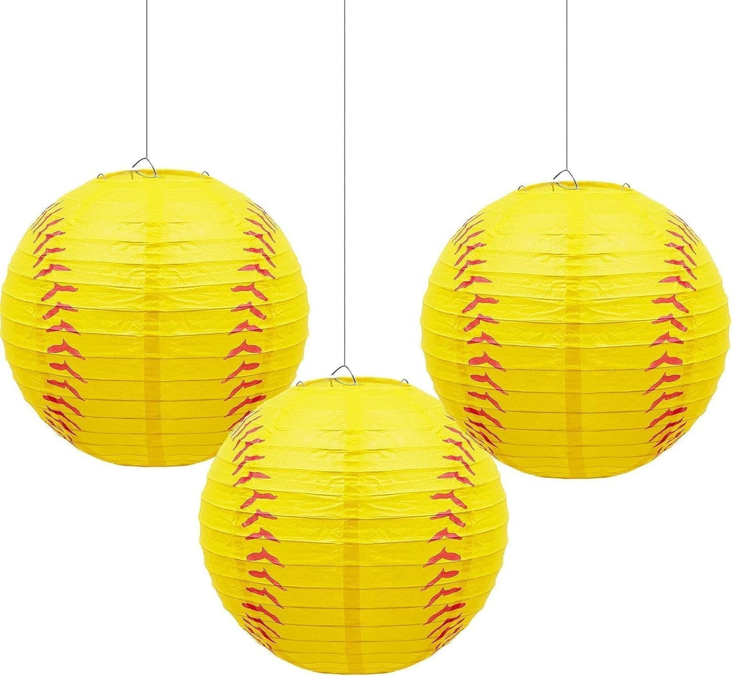Softball Paper Lantern 8 Inches Softball Hanging Lantern Decoration for Sports Themed Party Festival Celebration(3 Pieces)