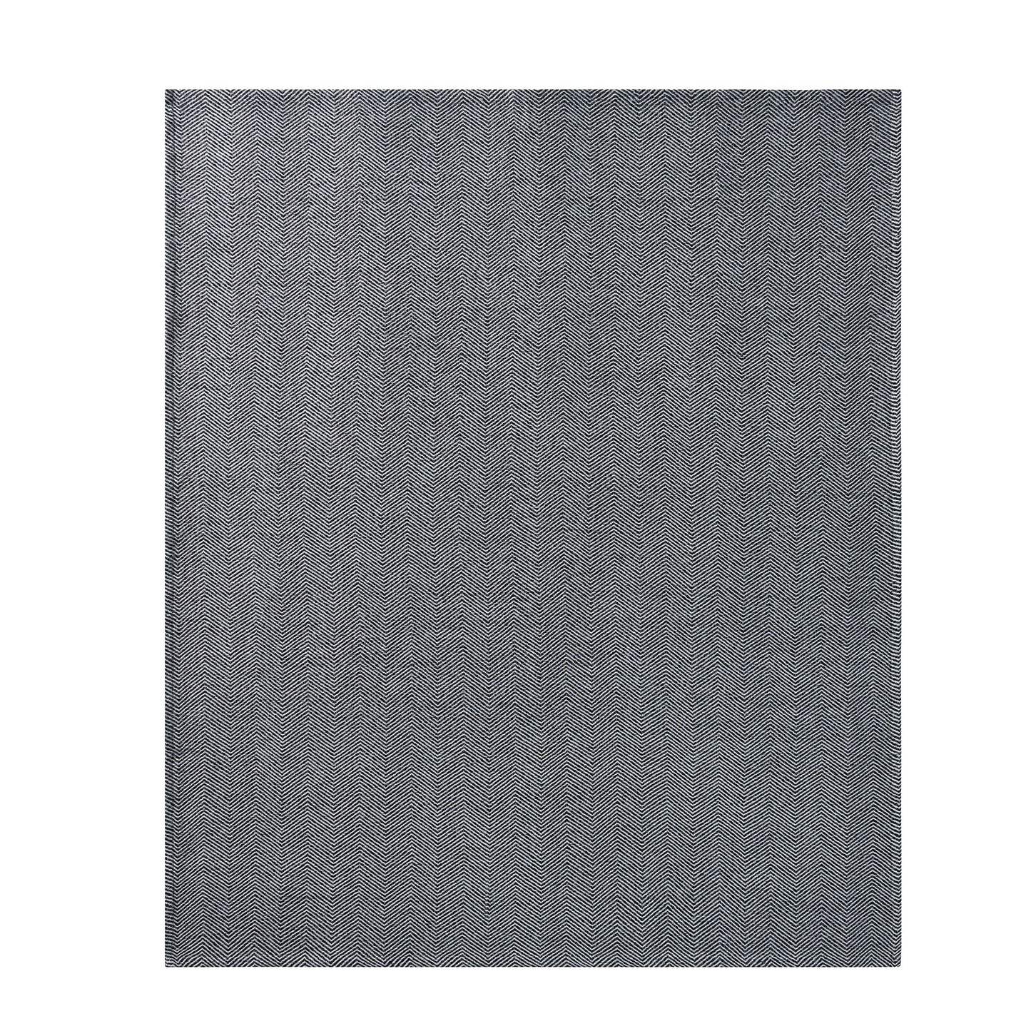 Beautiful Black & White Herringbone Throw by Drew Barrymore, 50" X 60"