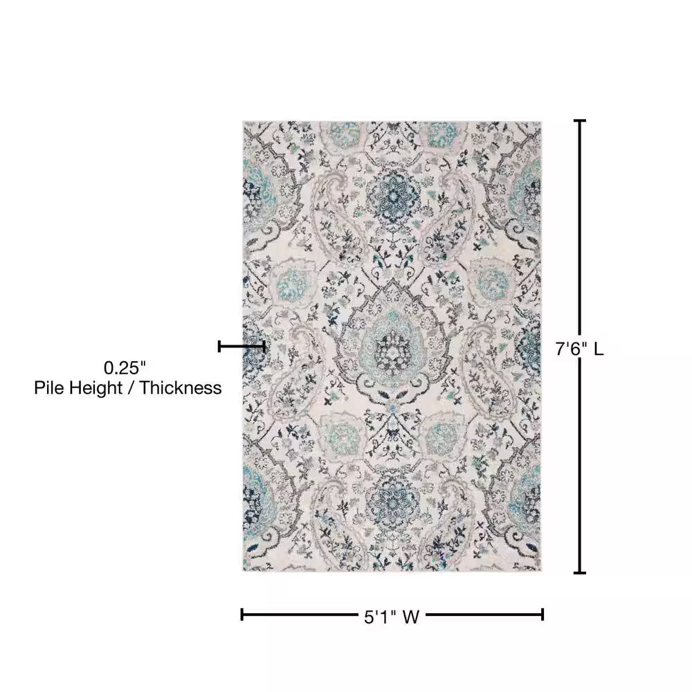 Madison Cream/Light Gray 5 Ft. X 8 Ft. Border Area Rug