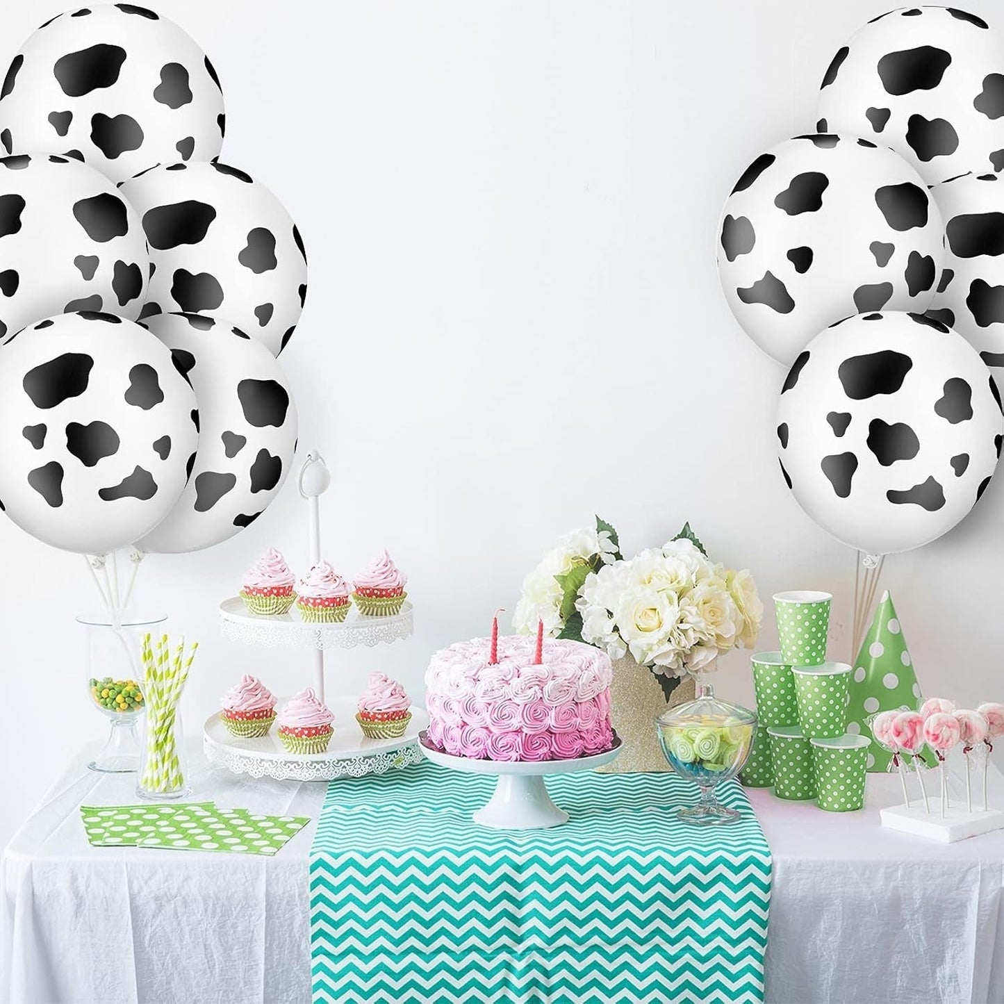 25 Pieces Cow Party Balloons Funny Print Balloons Latex Balloons Western Theme Farm Balloons for Birthday Farm Party Favor Supplies Decorations(Cow Style)