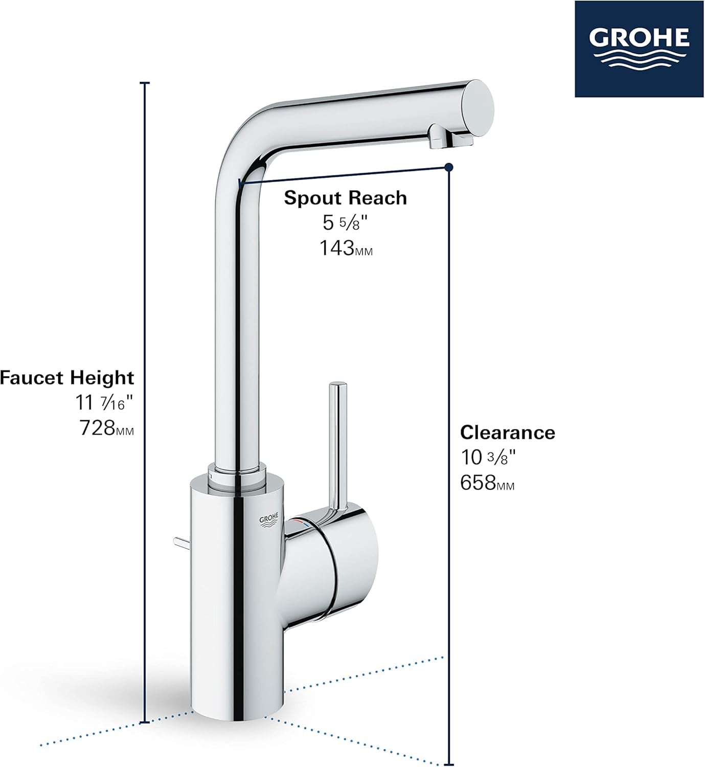23737EN2 Concetto Single-Handle Bathroom Faucet L-Size, Brushed Nickel Infinityfinish