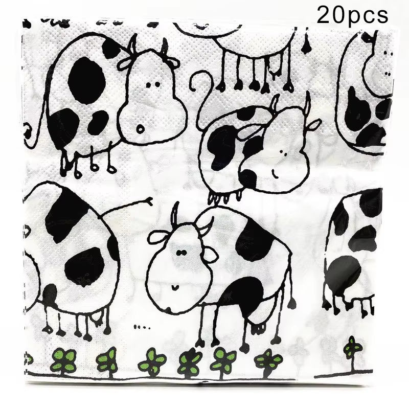 Farm Cow Theme Birthday Party Animal Party Cow Decoration Disposable Cup Plate Tablecloth Baby Shower Balloon Decoration