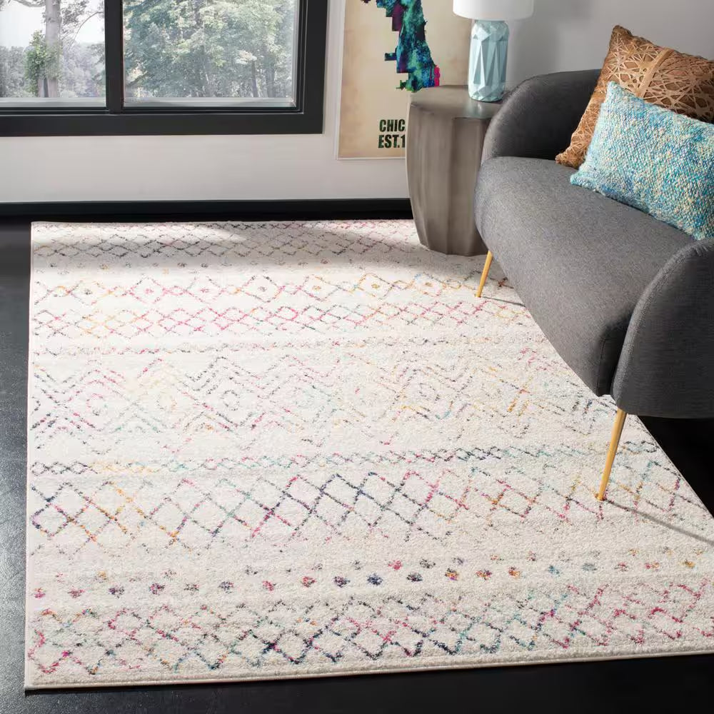 Madison Ivory/Fuchsia 5 Ft. X 8 Ft. Geometric Area Rug