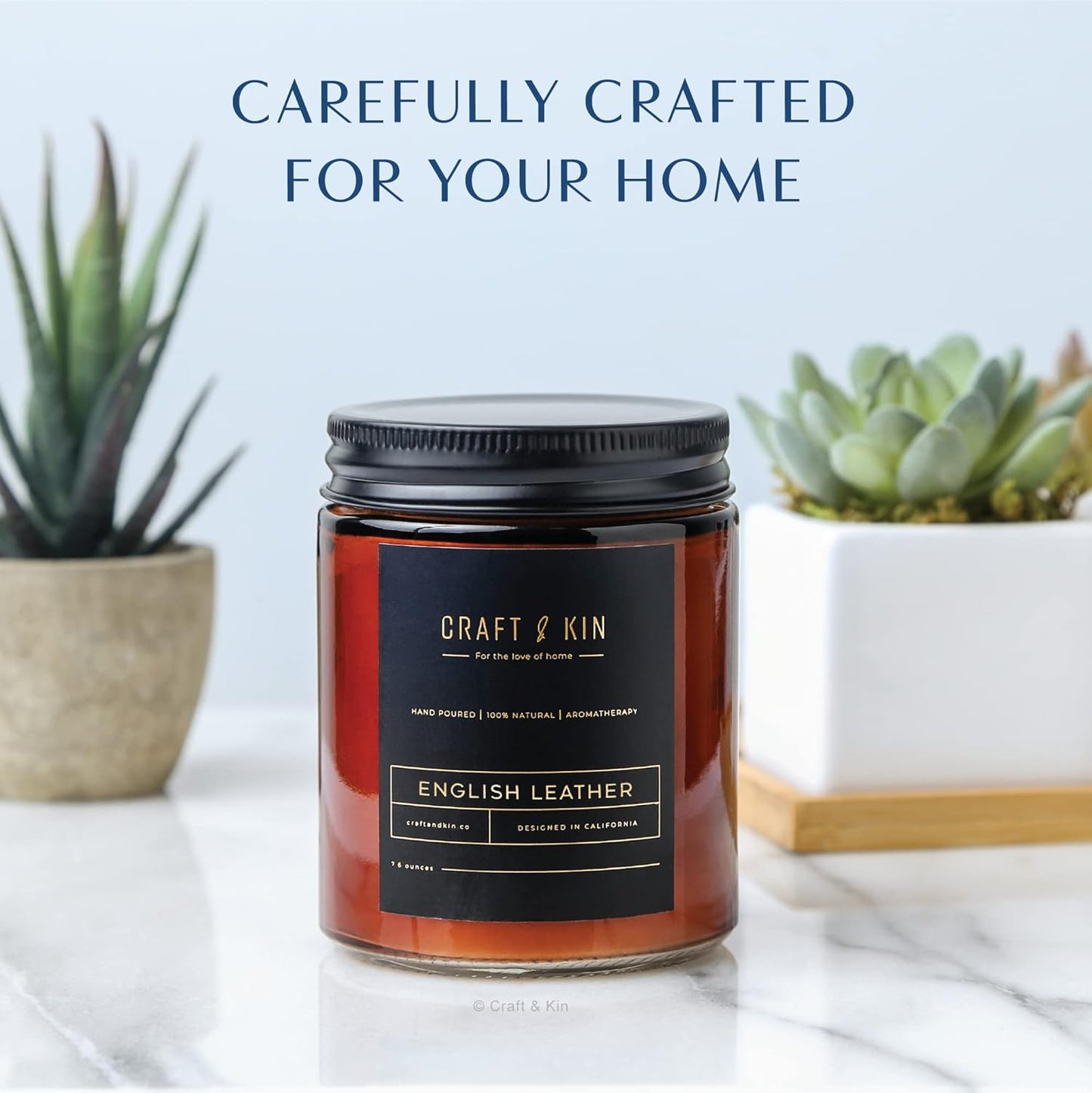 English Leather Scented Candles for Men & Women | Soy Candles for Home Scented,Leather Candle, Men Candles for Bedroom, 8 Oz 45 Hour Burn Long Lasting Candles, Masculine Candle, Mens Candles for Home