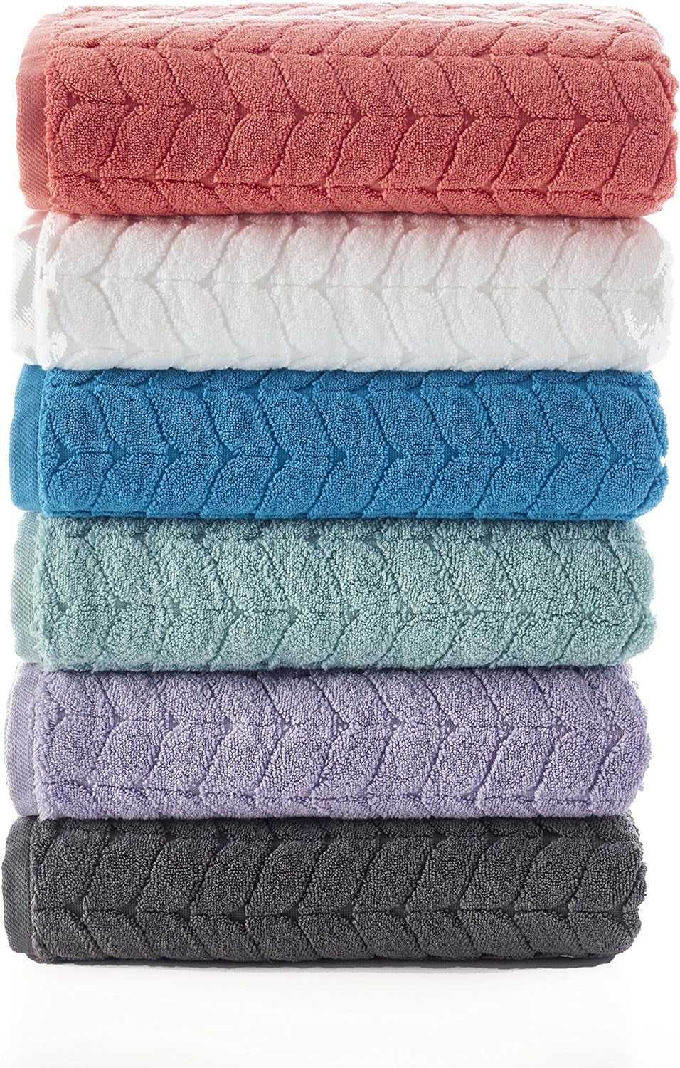 100% Turkish Cotton Jacquard Luxury Towel Set – Quick Dry Non-Gmo Ultra-Soft, Plush and Absorbent Luxury Durable Turkish Towels Set (Grey, 6 Pcs Towel Set)
