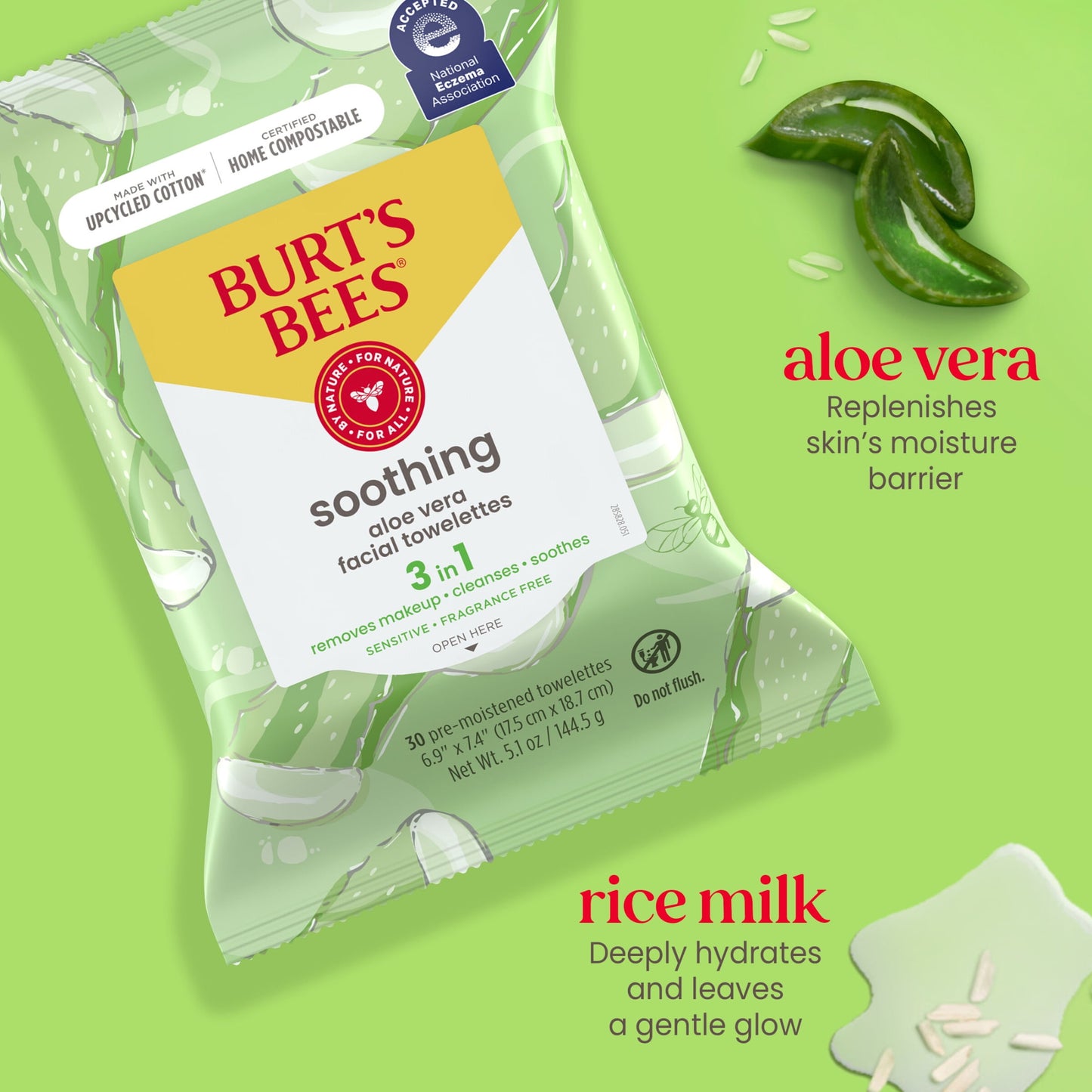 Soothing Facial Towelettes with Aloe Vera, 30 Ct. Package