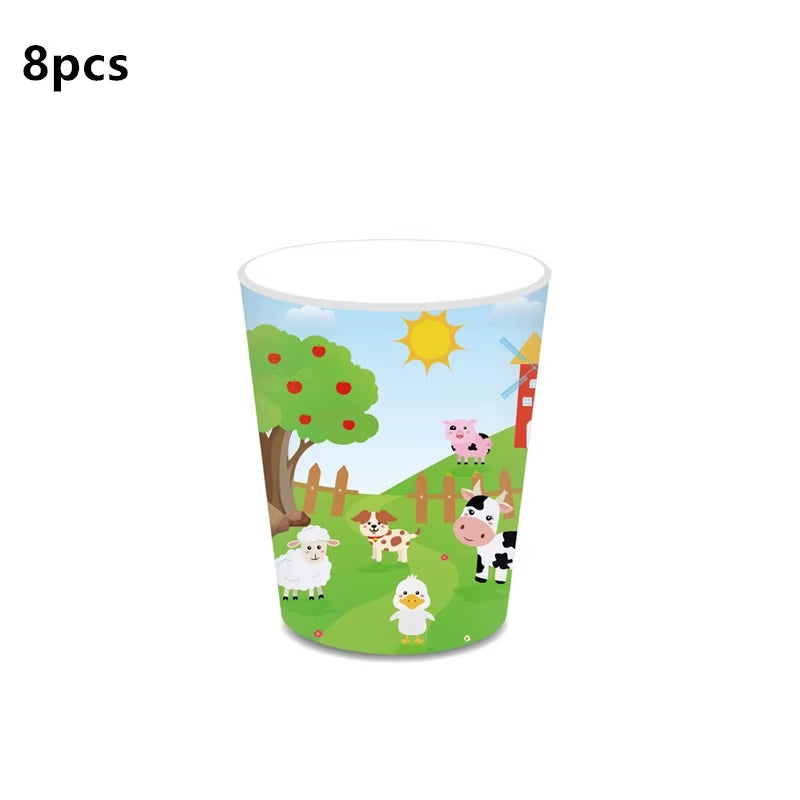 Farm Animals Theme Birthday Party Decoration Kids Paper Napkins Plates Cups Bags Disposable Party Tableware Decorative Plates