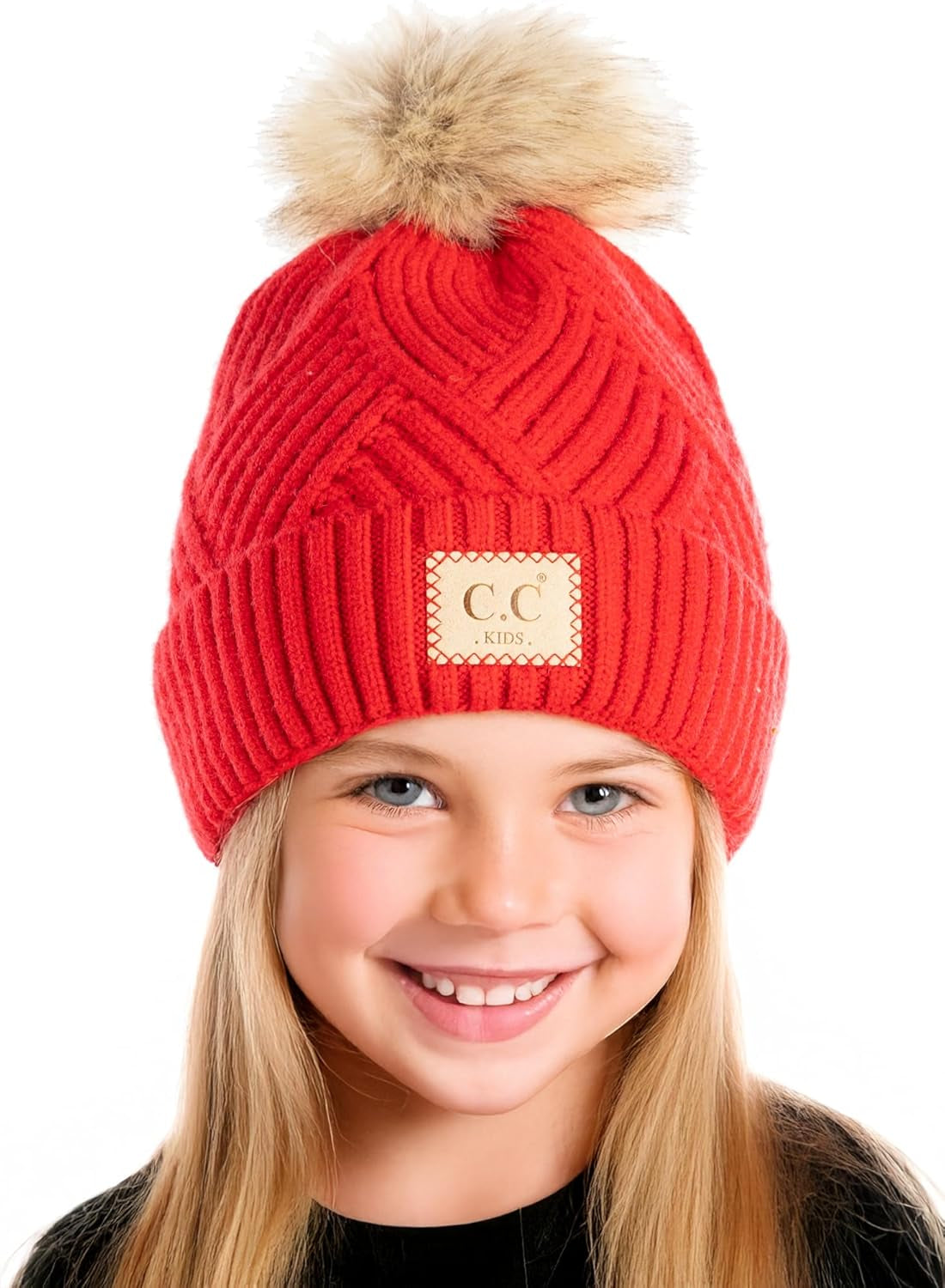 Cozy Toddler Cable Knit Pom Beanie - Warm Winter Hat for Kids