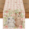 Easter Rabbit Colorful Eggs Flowers Green Plaid Linen Table Runners Washable Kitchen Dining Table Runners Wedding Decorations