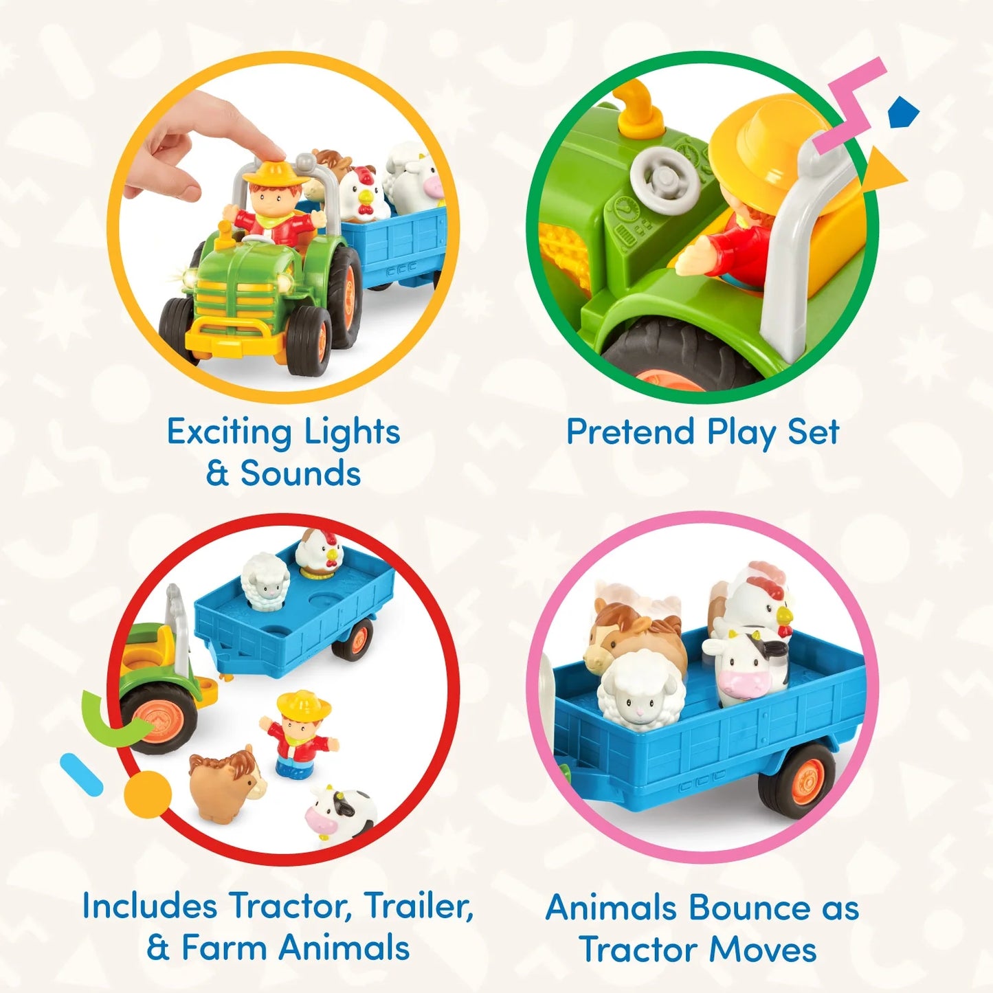 Farming Fun Tractor with 7 Pieces Lights and Sounds, Toddler and Preschool Toys