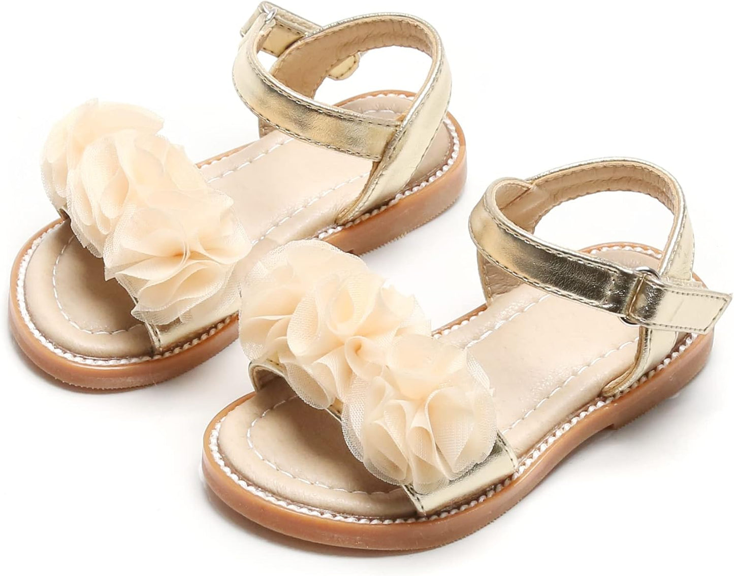Toddler Girls Sandals Soft Rubber Flats Summer Baby Flower Girl Shoes.